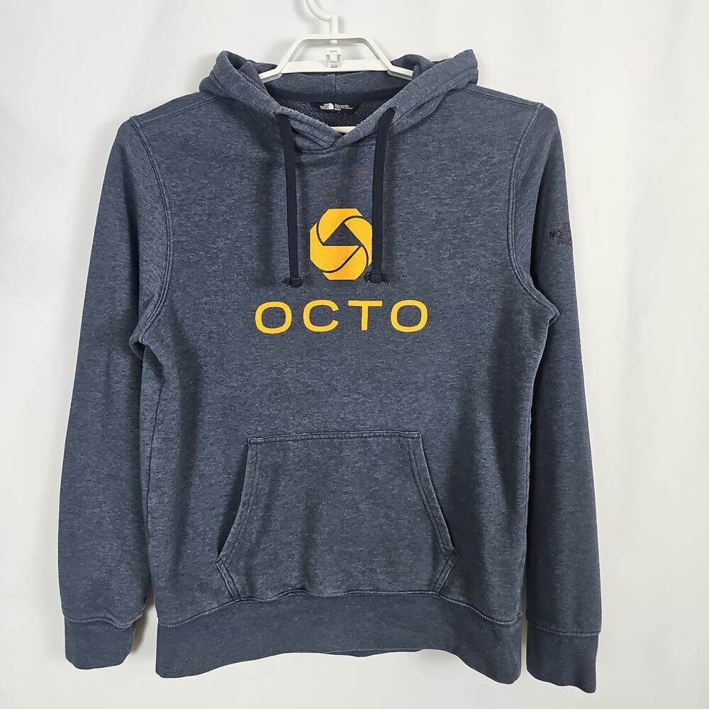 The North Face Octo Corporate Logo Hoodie Mens Medium Gray Blue Sweatshirt